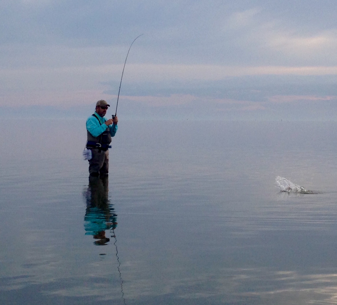 Winter wade fishing