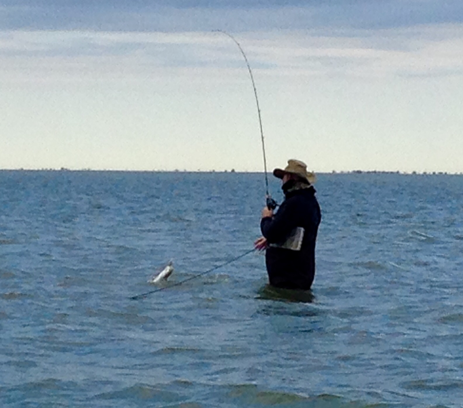 Winter wade fishing