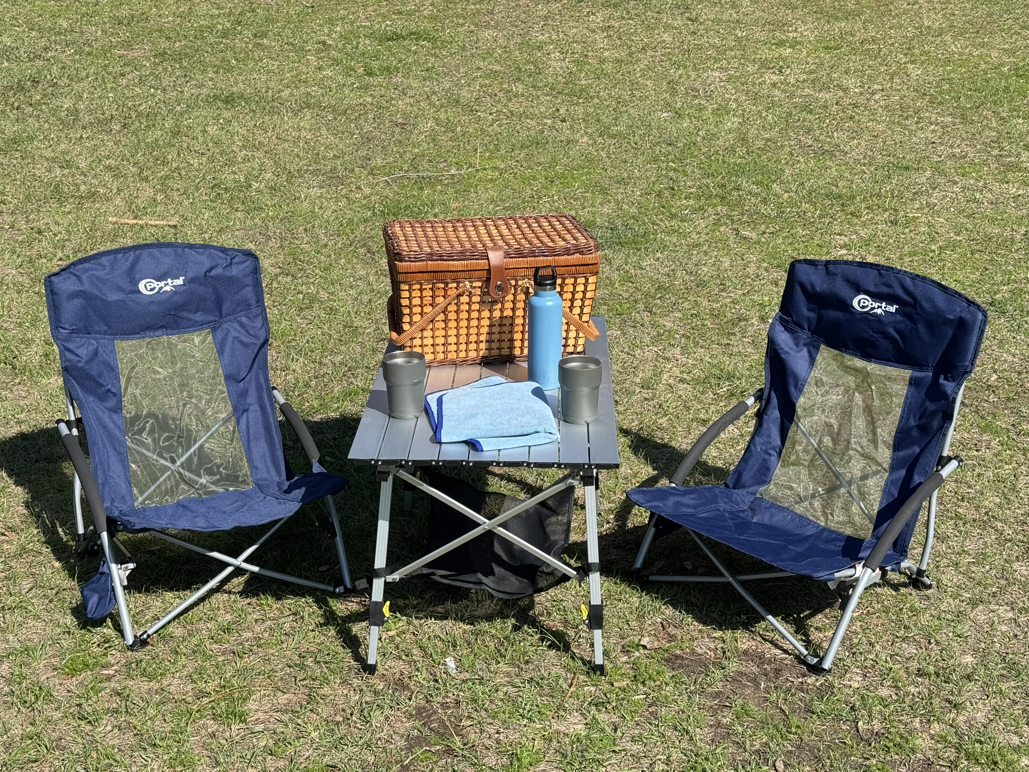 Portal Outdoors Lightweight Roll Up Table & High Back Low Beach Chair 2 Pack: The Perfect Combo for Your Outdoor Adventures